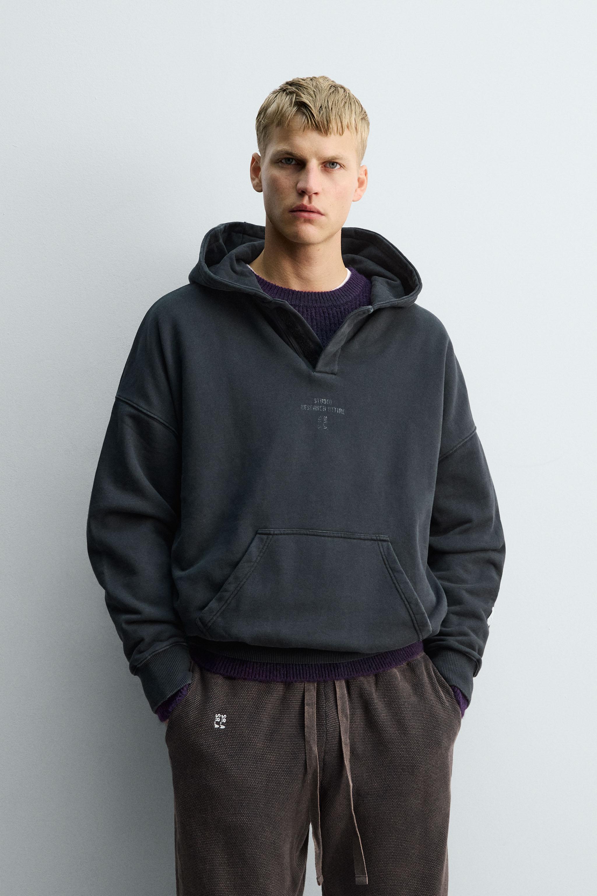 フーディ カンガルーポケット スウェットシャツ X SR_A - ブルー