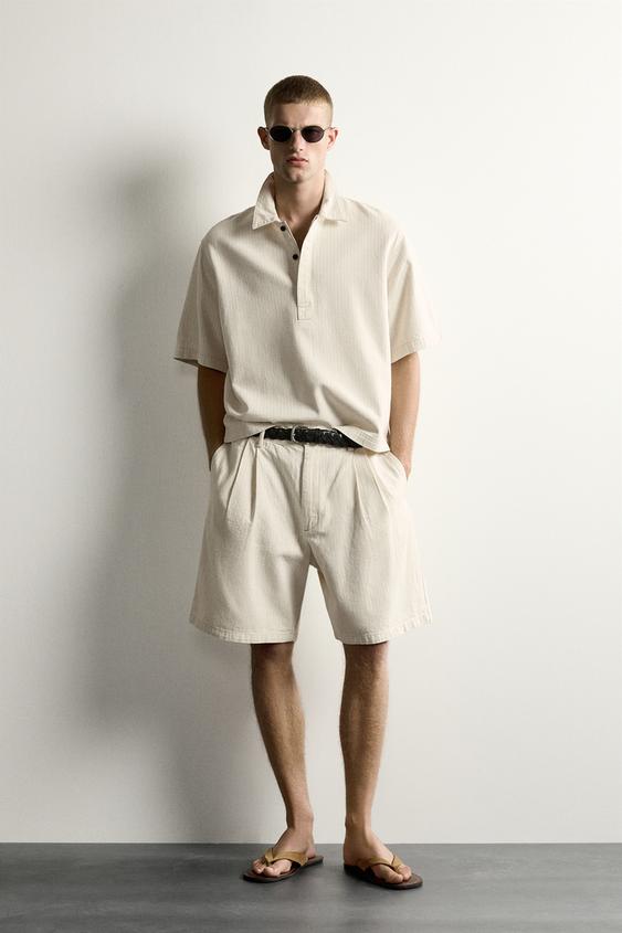قميص بولو مخطط بقصة BOXY FIT - خَام الخاص بـ Zara - صورة 0