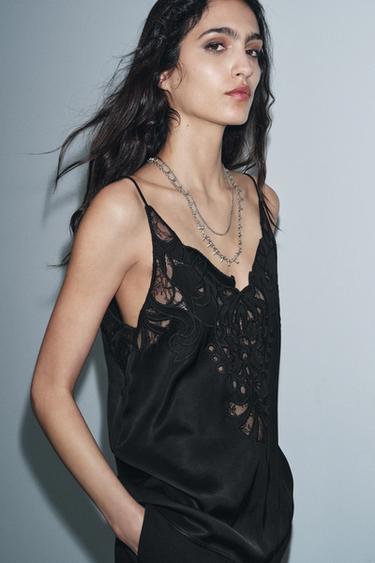 ZW COLLECTION LACE TOP - Black by Zara