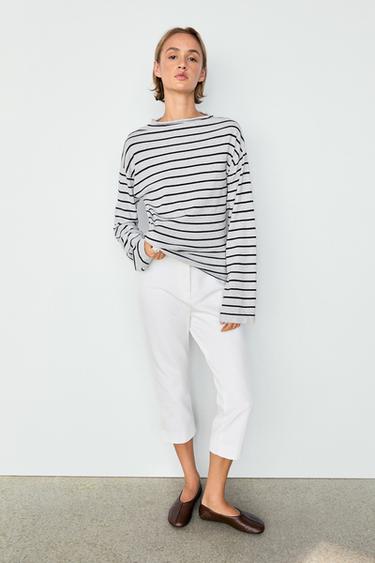 Jersey punto rayas 100% algodón - Gris vigoré de Zara