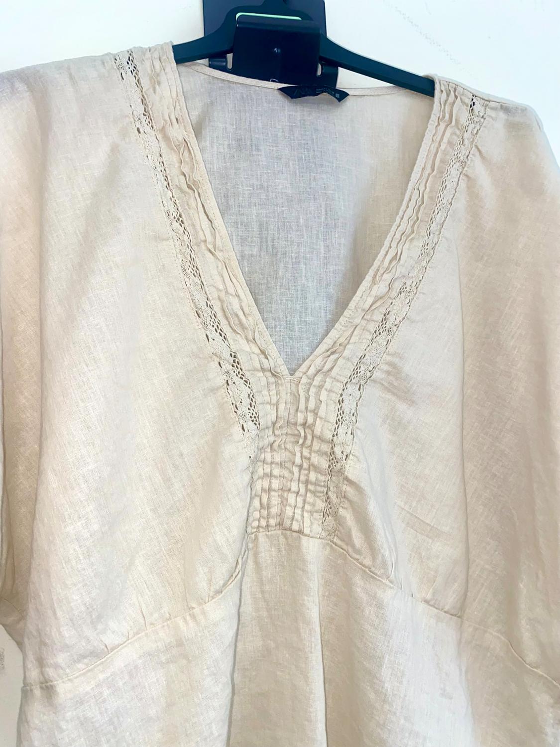 LACE TRIM LINEN BLEND TOP - Image 2