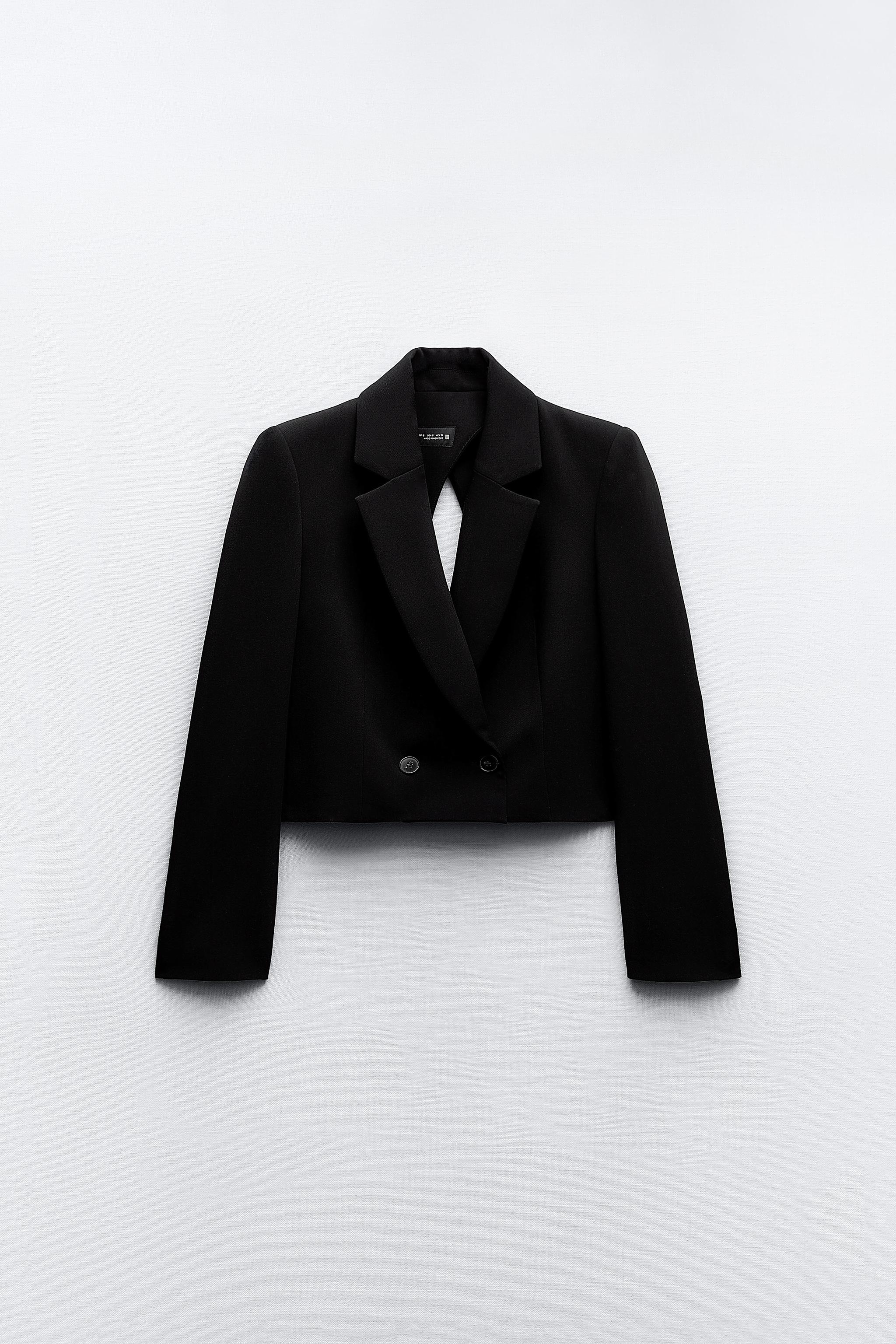 COMBINATION SATIN EFFECT BLAZER - Black