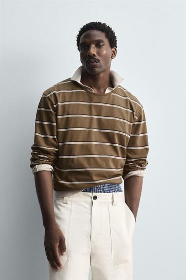 STRIPED JACQUARD T-SHIRT - Mid-green by Zara