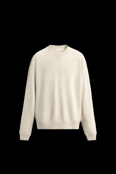 Zara SOFT CREWNECK SWEATSHIRT - Beige marl