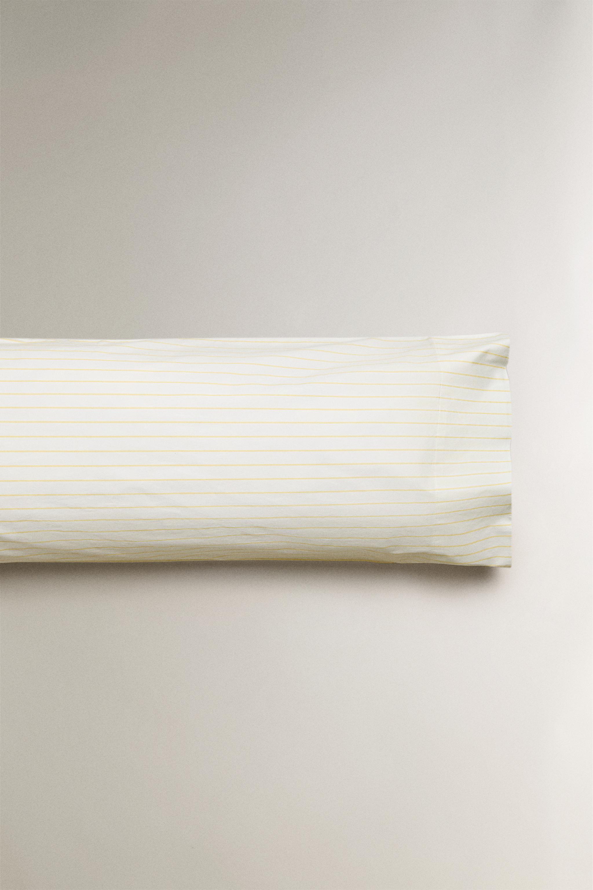 FADED STRIPED COTTON PILLOWCASE