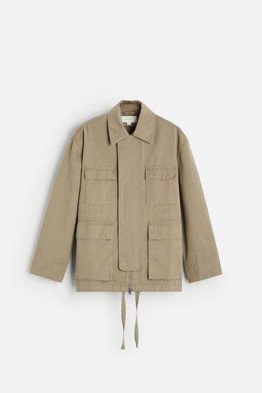 WASHED CANVAS PARKA - Taupe grey by Zara