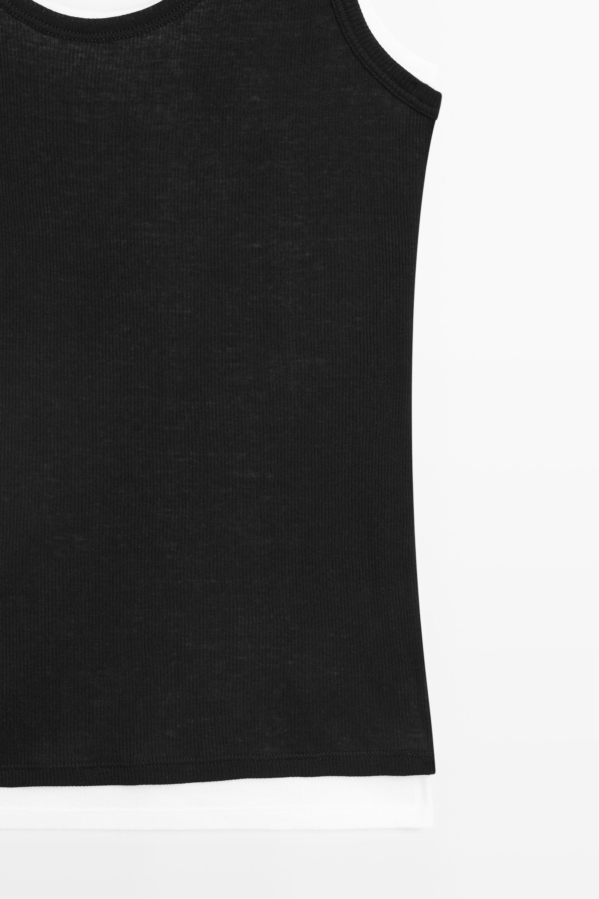 100% cotton ribbed double-layer top