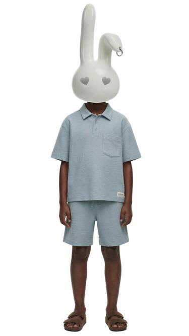 Zara RUSTIKAALNE POLO JA BERMUUDADE KOMPLEKT - Sky blue