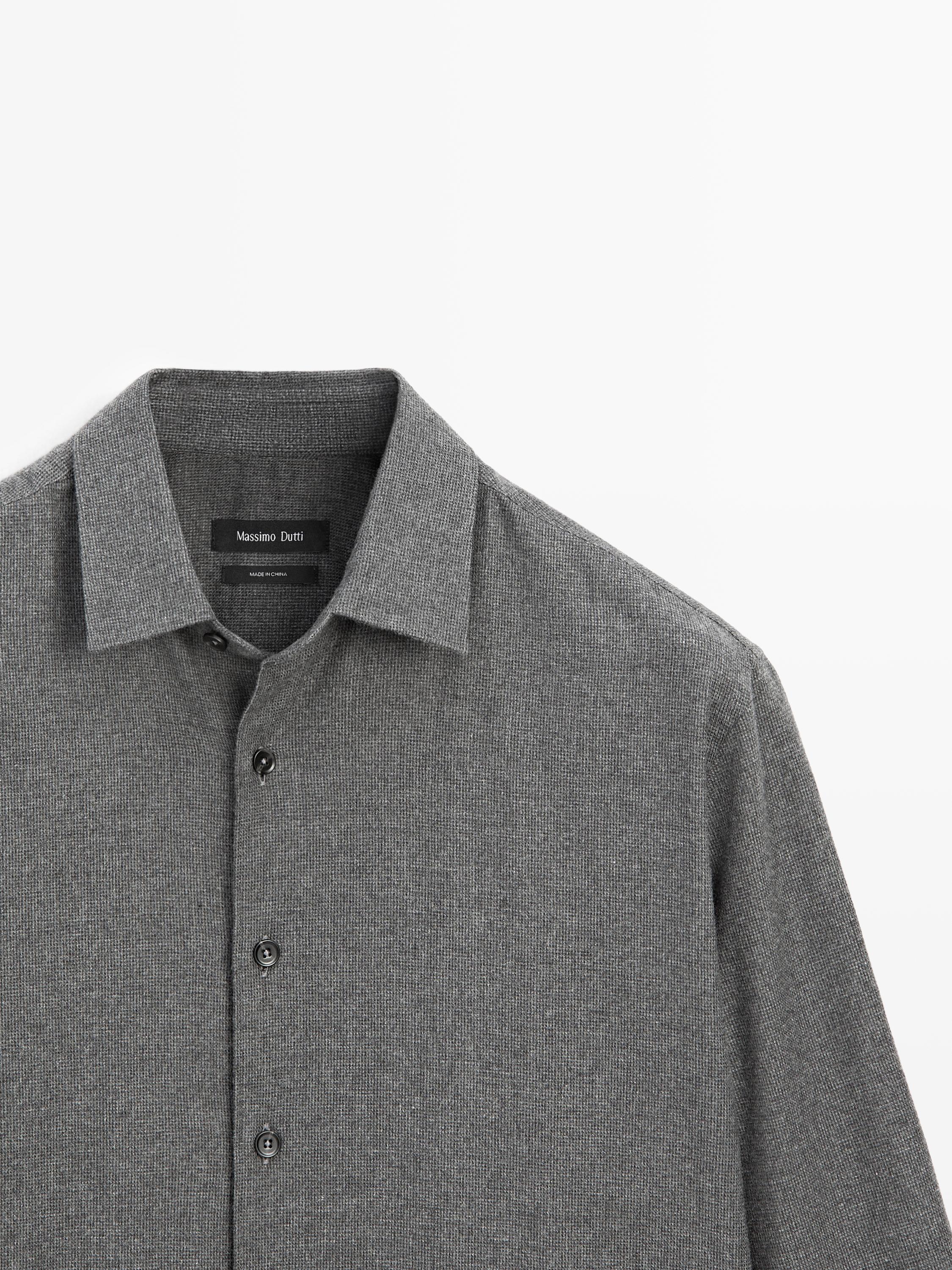 Regular fit check texture melange shirt