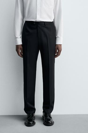PANTALÓN TRAJE 100% LANA - Marino de Zara