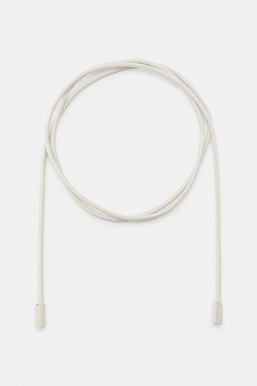 100% LEATHER CORD BELT - Ecru by Zara