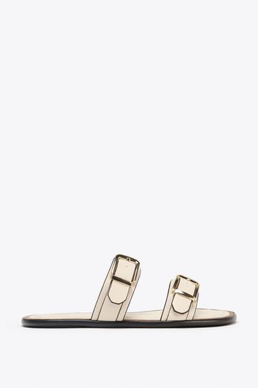 DOUBLE-STRAP BUCKLE SANDALS - Ecru White by Zara