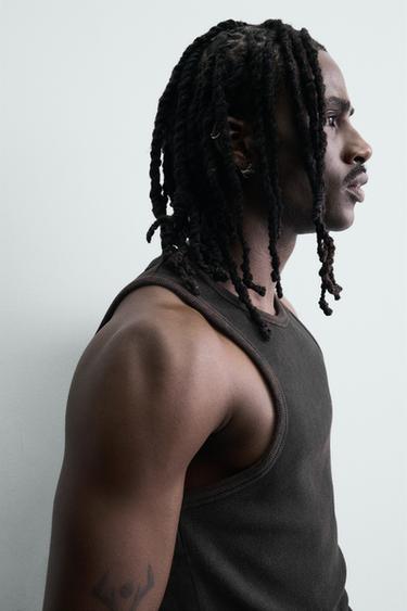 FADED RIB TANK TOP - Dark brown by Zara - Image 5