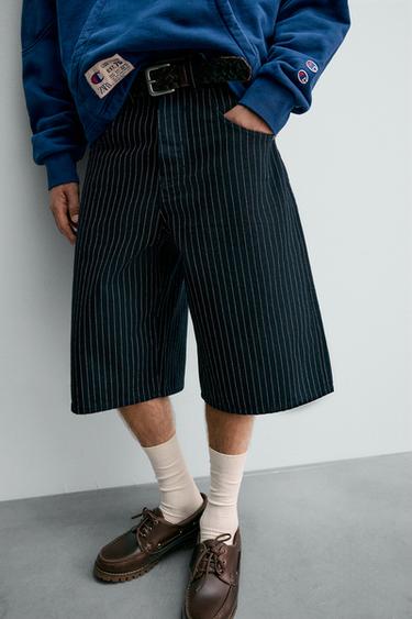 SHORT COUPE AMPLE RAYURES CHAMPION ® X ZARA - Bleu de Zara - Image 3