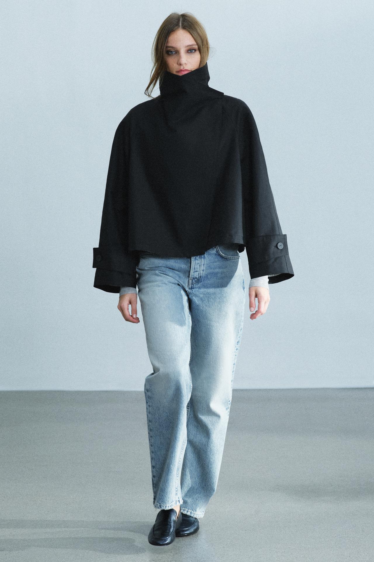 Тренч ZW COLLECTION укороченный с высоким воротником