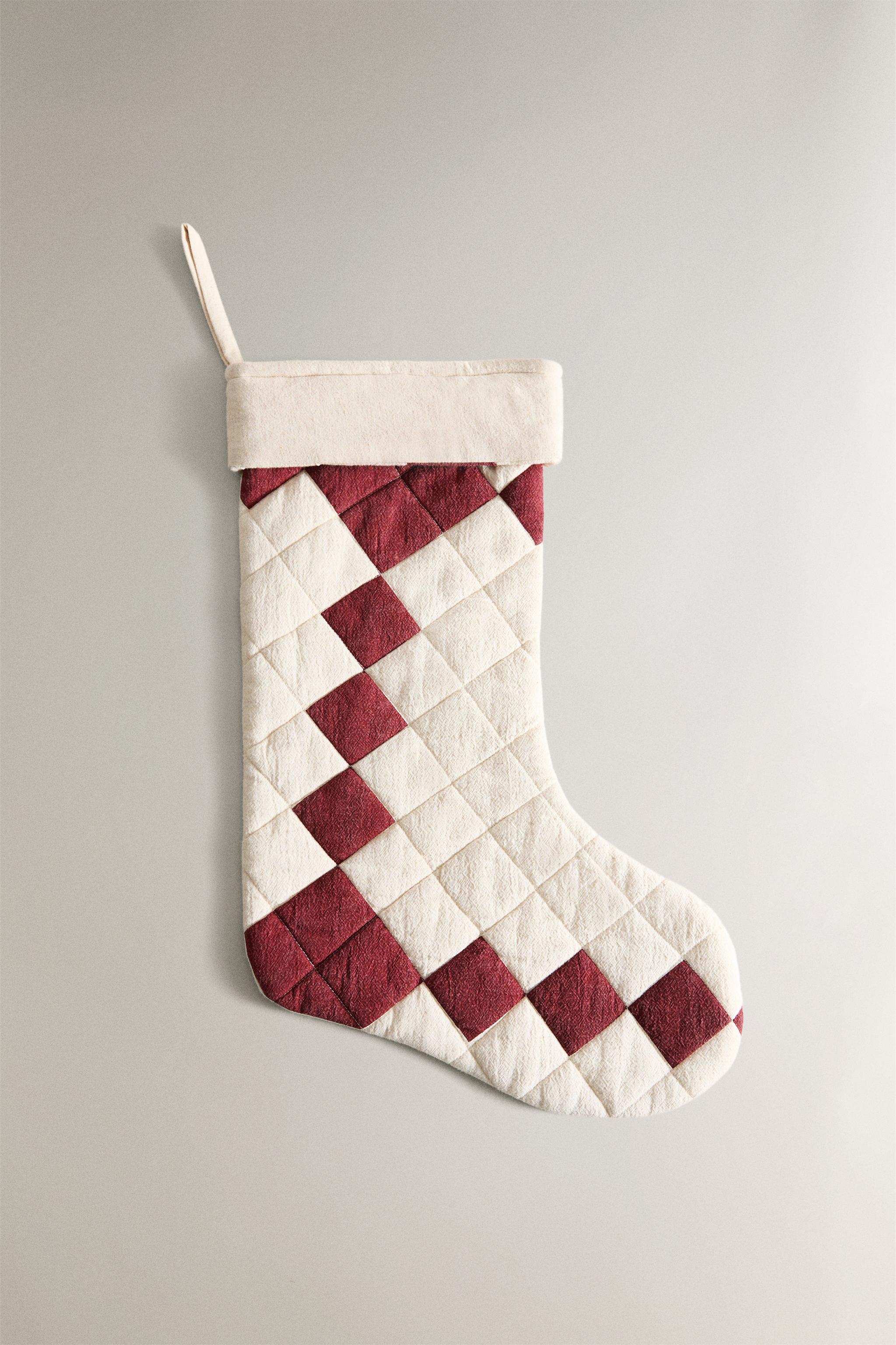 CHRISTMAS PATCHWORK STOCKING DECORATION - Light beige | ZARA