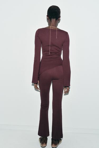 PANTALON INTERLOCK FLARE NERVURE - Vin de Zara - Image 4