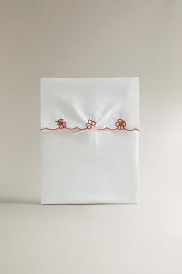 SET FEDERA DA GUANCIALE E LENZUOLA DI SOPRA CULLA FIORI RICAMATI - Rossiccio di Zara