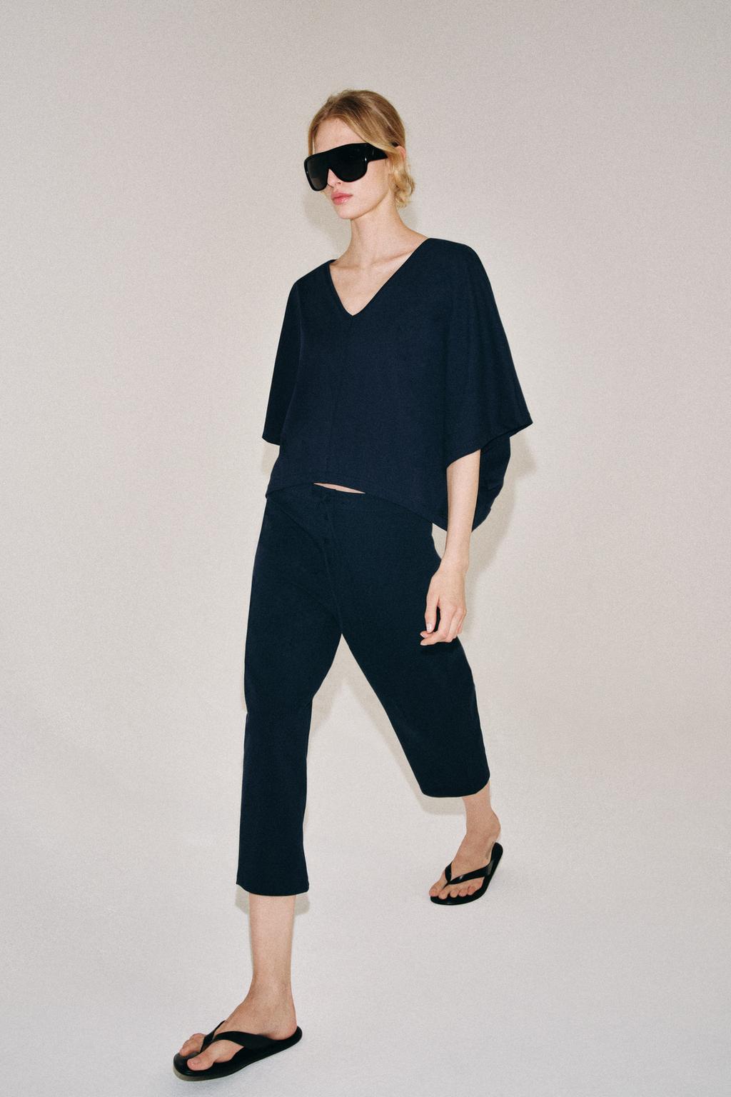 COTTON CAPE-STYLE T-SHIRT