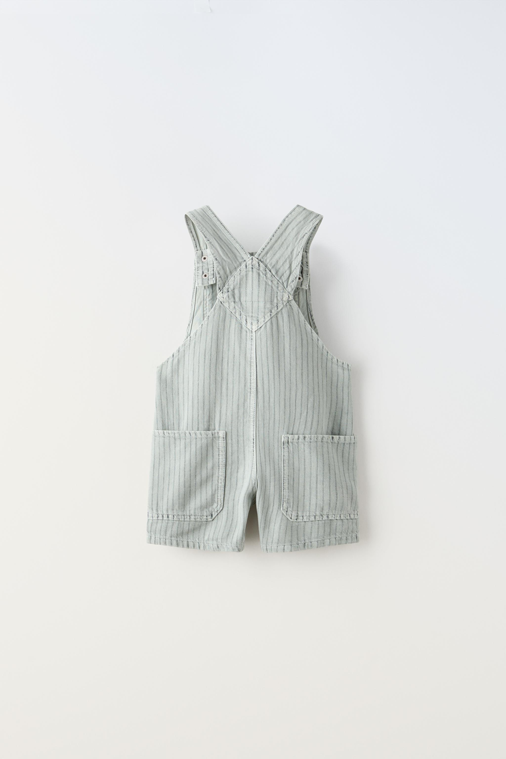 STRIPED DENIM OVERALL SHORTS - Blue / Indigo | ZARA United States