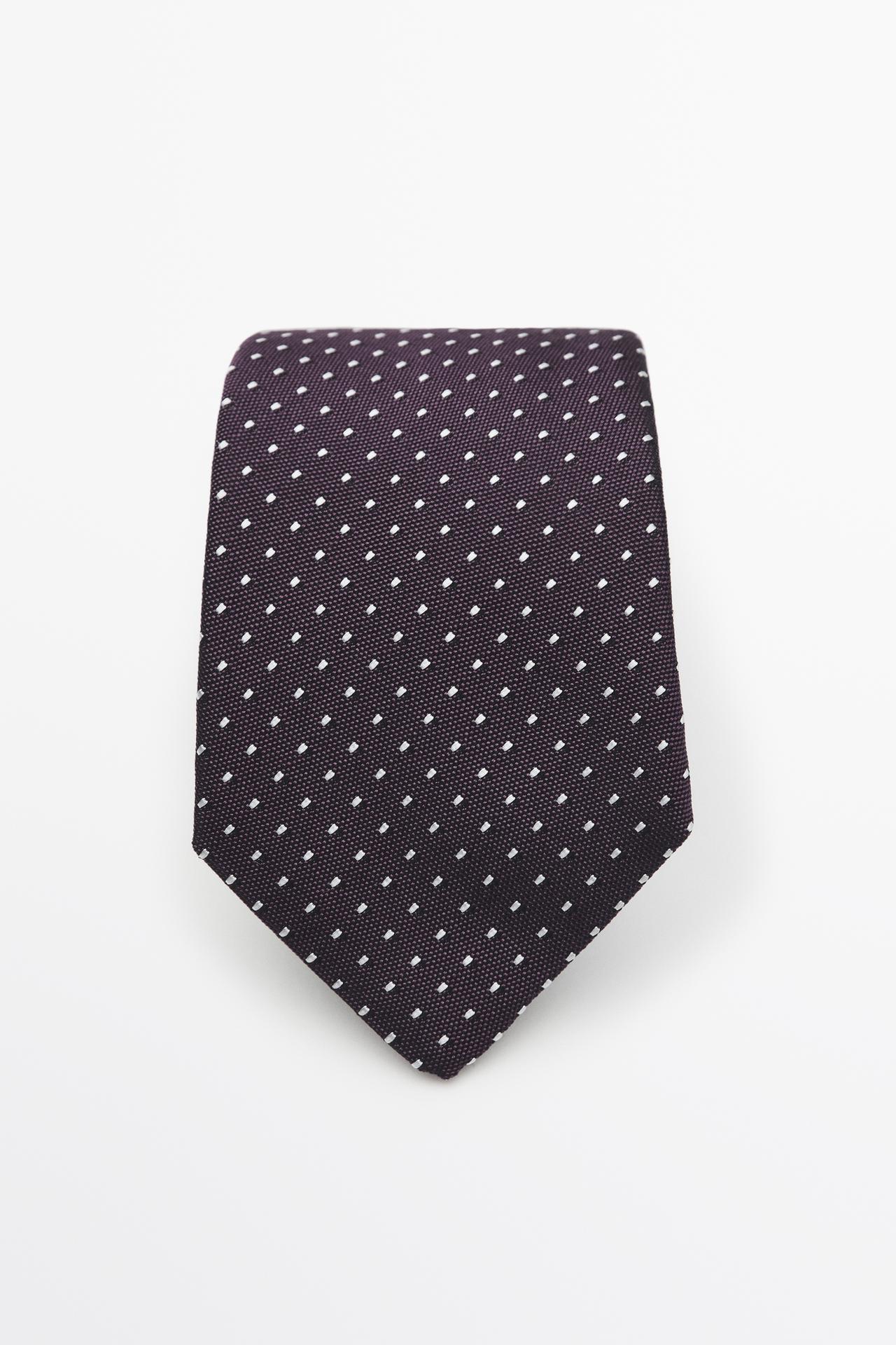 100% silk polka dot tie — white