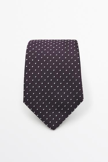 100% silk polka dot tie — white 1