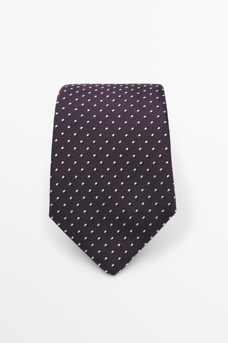 100% silk polka dot tie — white