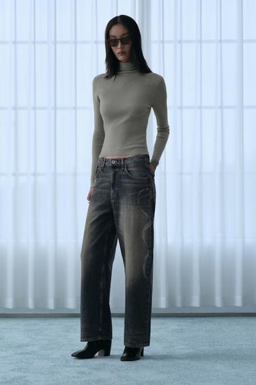 TRF BAGGY JEANS WITH SIDE PRINT - Blue by Zara