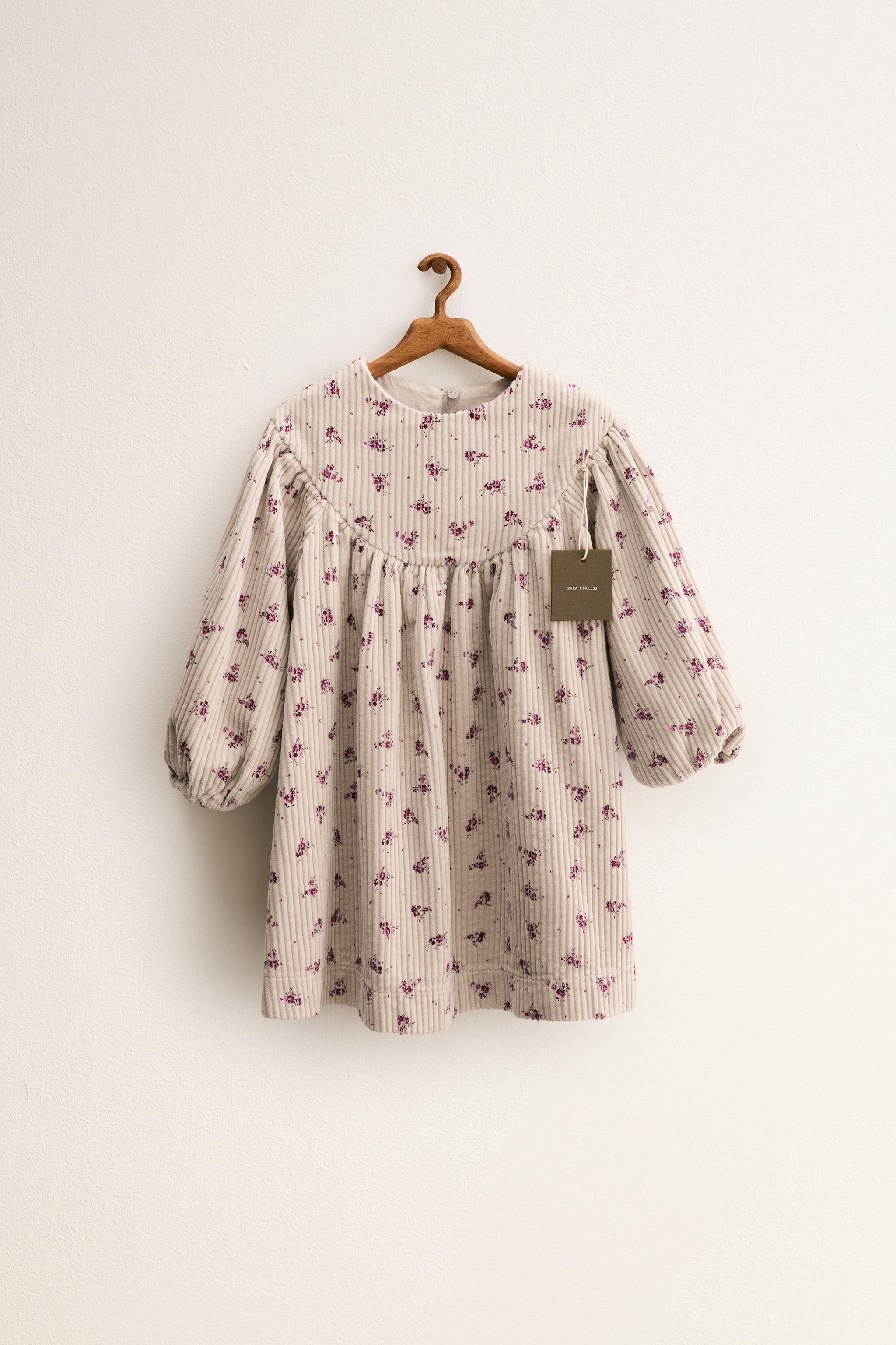 ZARA TIMELESS - ROBE EN VELOURS CÔTELÉ À FLEURS
