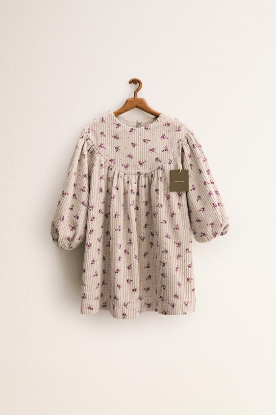 ZARA TIMELESS - ROBE EN VELOURS CÔTELÉ À FLEURS - Pierre | ZARA Canada