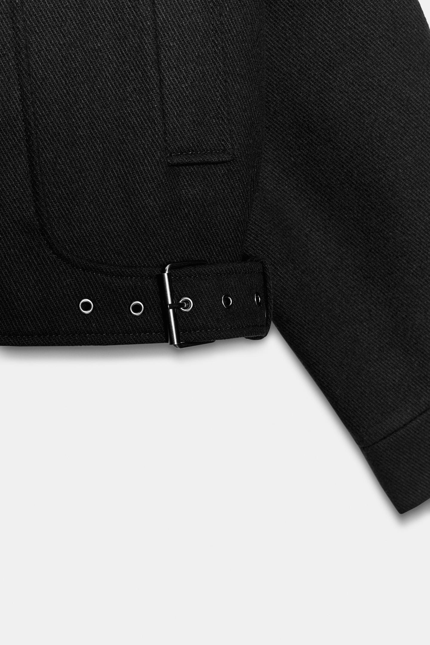 Женская куртка Zara ZW Collection Wool Buckle, цвет: Чёрный — фото 8