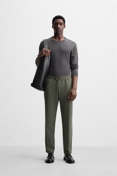 PANTALÓN CINTURA JOGGER CONFORT - Khaki oscuro de Zara - Imagen 0