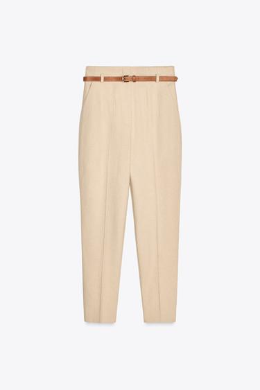 RUSTIC TROUSERS WITH BELT - Sand by Zara - Image 4