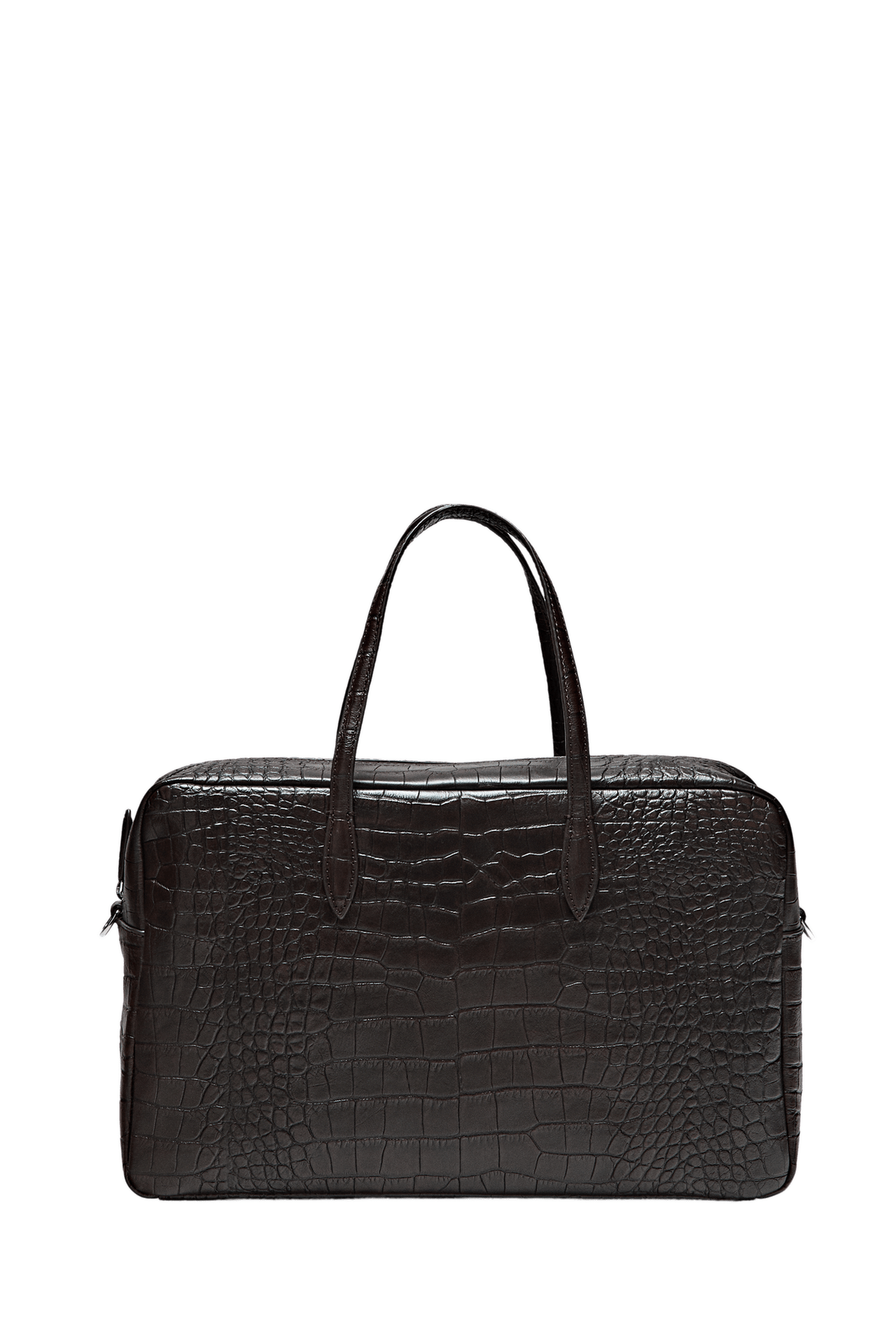 Medium leather textured duffle bag — Brown