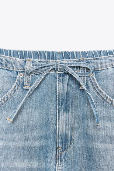 DRAWSTRING FLOWING TRF DENIM TROUSERS - Blue by Zara - Image 4
