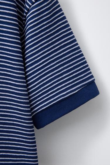 T-SHIRT EN MAILLE RAYURES - Bleu marine de Zara - Image 3
