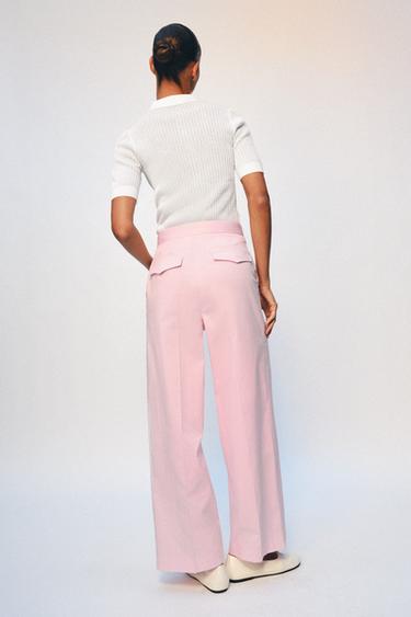 PANTALON LARGE À PINCES - Rose de Zara - Image 2