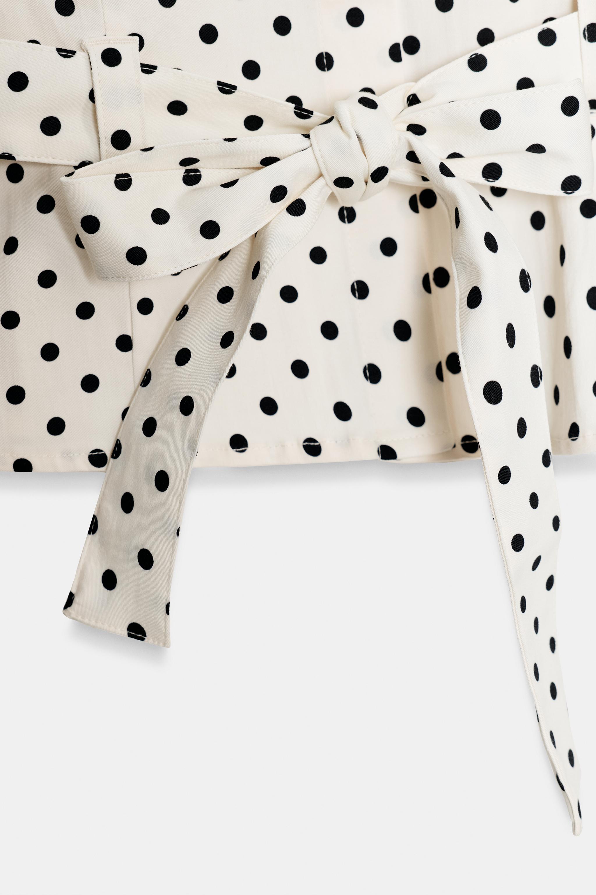 ドット柄シャツジャケット - ホワイト/ブラック | ZARA Japan / 日本