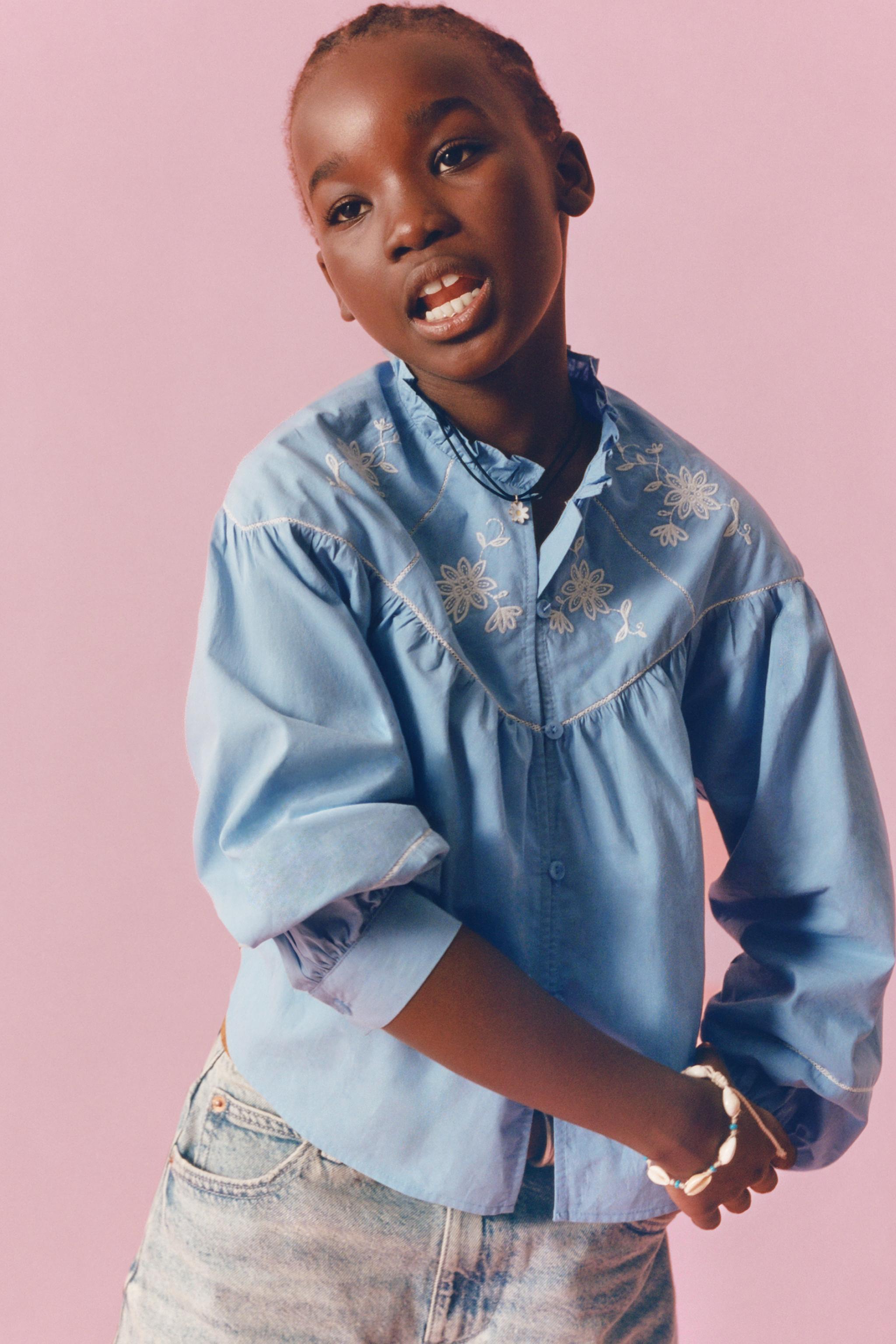 Детские рубашки Zara EMBROIDERED ROMANTIC SHIRT