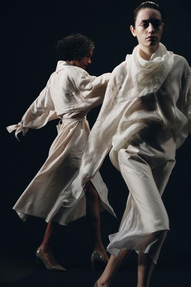 ZW COLLECTION COMBINED MIDI SKIRT - Ecru by Zara