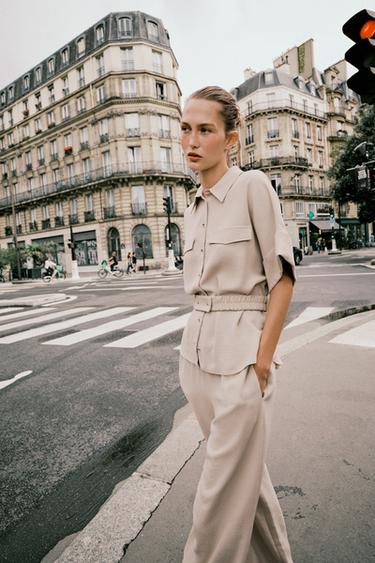 FLOWING WIDE-LEG TROUSERS - Sand by Zara - Image 2