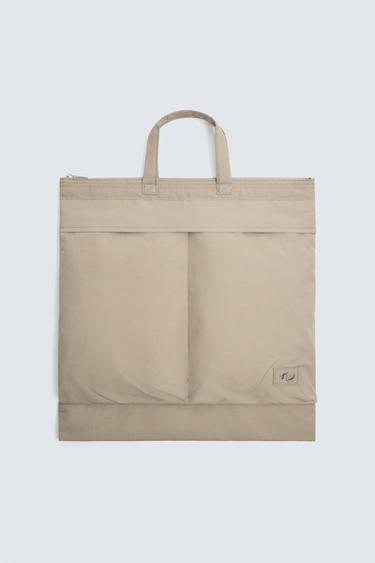 Zara NYLON TOTE BAG - Bone White