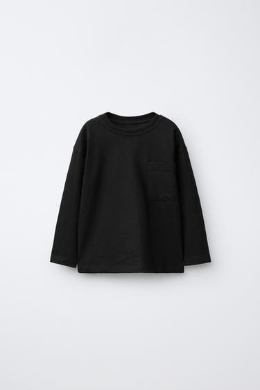 Zara PLAIN POCKET T-SHIRT - Black