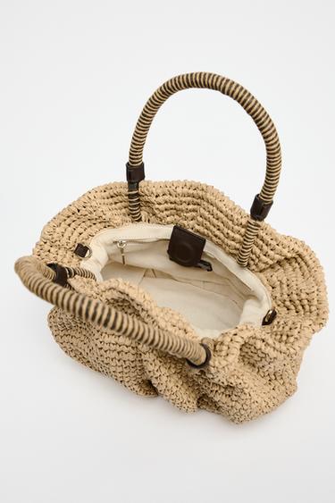 BRAIDED MINI BUCKET BAG - Light beige by Zara - Image 6