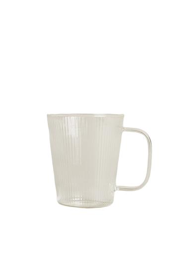 Zara BOROSILICATE GLASS MUG WITH LINES - Transparent