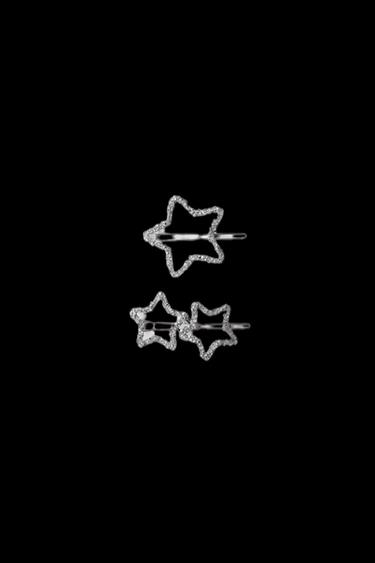 3-PACK OF GLITTER STAR HAIR CLIPS - Silver by Zara - Image 0