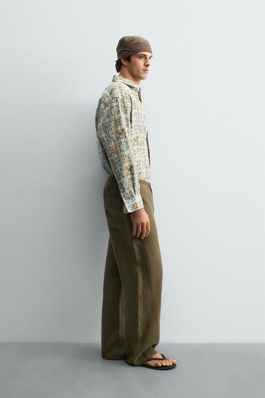 CHEMISE RELAXED FIT À IMPRIMÉ GÉOMÉTRIQUE - Bleu ciel de Zara - Image 3