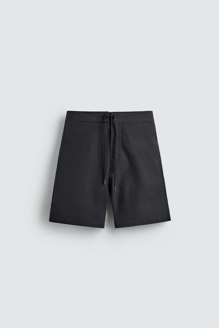 ZARA LONG DRAWSTRING SWIM SHORTS