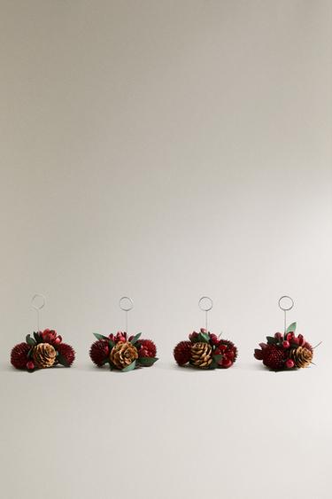 Zaras PLACERINGSKORTHÅLLARE MED JULBUKETTER (4-PACK) - Röd - Bild 0