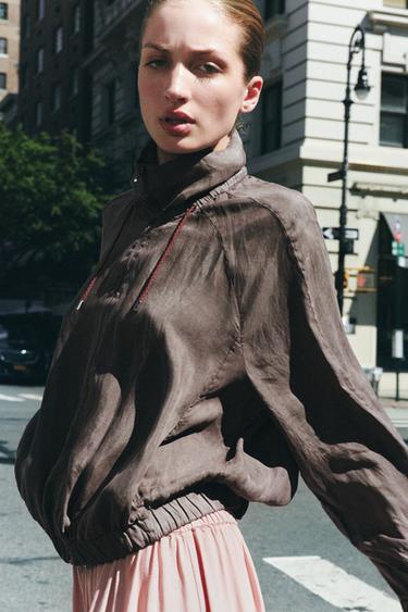 ZW COLLECTION FLOWY BOMBER JACKET - Taupe grey by Zara